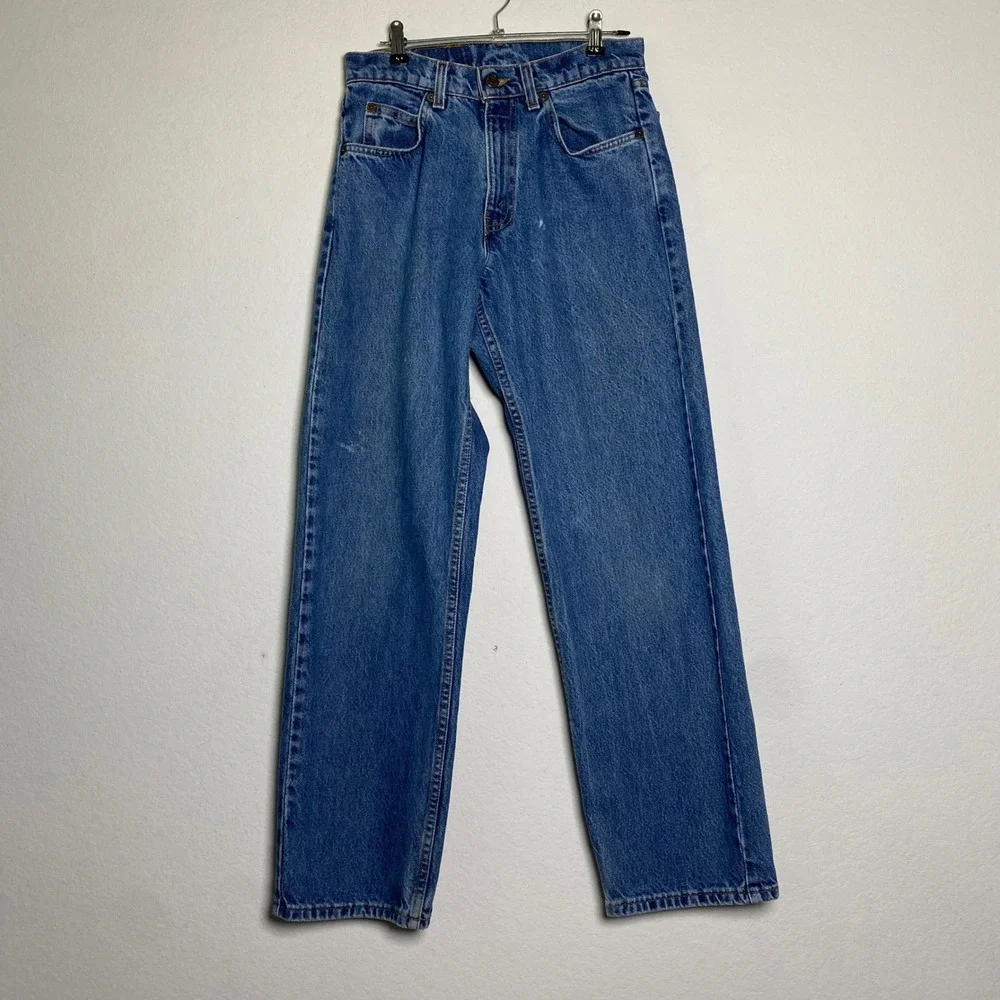 Vtg Orange Tab Levis 505 Regular Fit Straight Leg Blue Denim Jeans 32x30 80s 90s